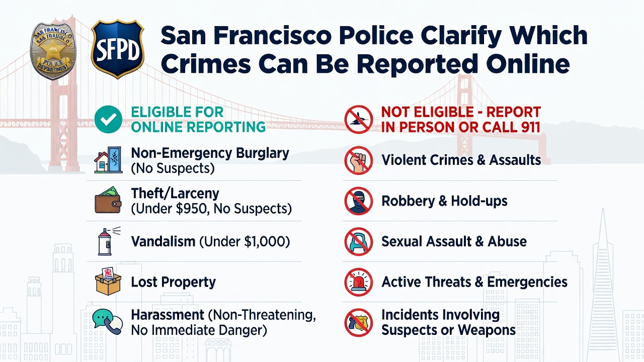 San Francisco Police Clarify Which Crimes Can Be Reported Online
